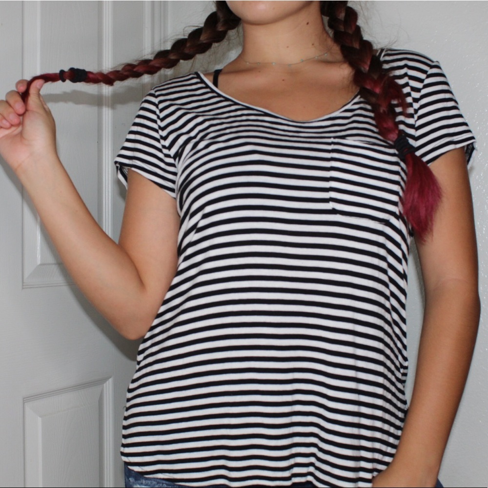 Black and white striped, loose, T-shirt